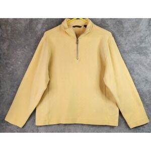 Tommy Bahama Mens Sweatshirt XL  Yellow 1/4 Zip Long Sleeve Pullover Preppy Top